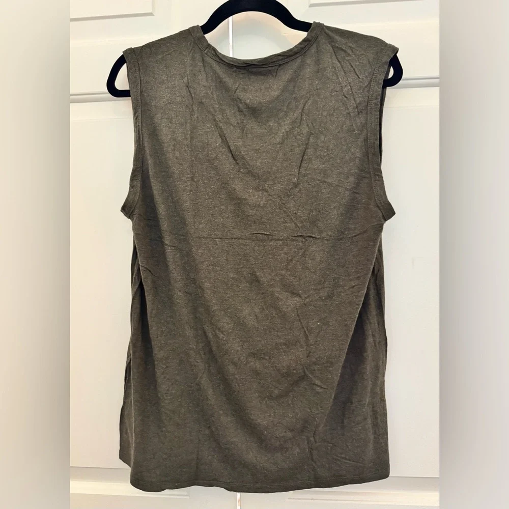 Alexander Wang Sz L Olive Green Sleeveless Relaxed Fit Tank Top